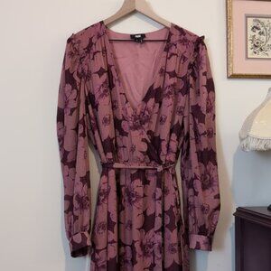 Paige Aloe Mauve Floral Faux Wrap Dress